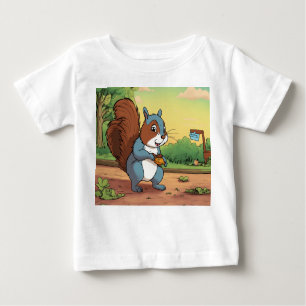 Soft Cotton Baby T-Shirt with Cartoon Squirrel Pri