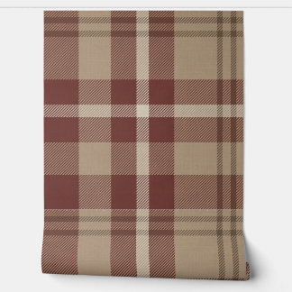 Soft cream and red plaid with vintage charm, ideal wallpaper