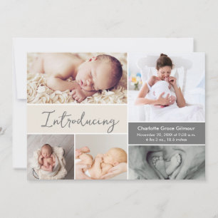 Soft Cream Baby Girl photo collage Script Announcement