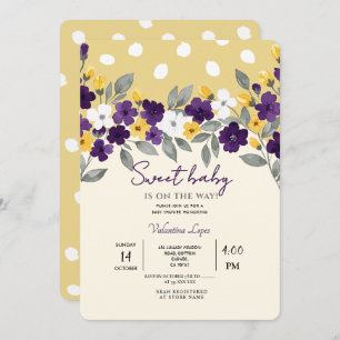 Soft Cream Colorful Flower Baby Shower Invitation