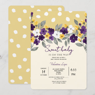 Soft Cream   Colourful Flower Baby Shower  Invitation