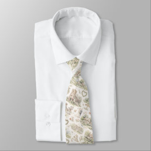 Soft Cream English Village Wedding Watercolor Tie