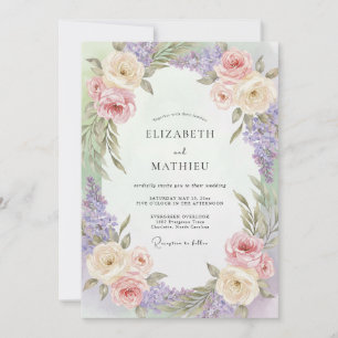 Soft Cream Lilac Wisteria Wedding Invitation