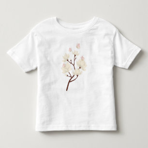 Soft Cream Magnolia Flower Branch Graphic with Toddler T-Shirt