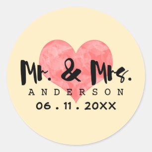 Soft Cream Mr & Mrs Wedding Date - Custom Stickers