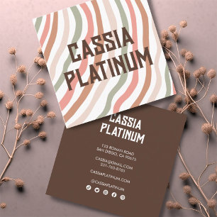 Soft Curves Earthy Neutral Minimalist Social Icon Square Business Card