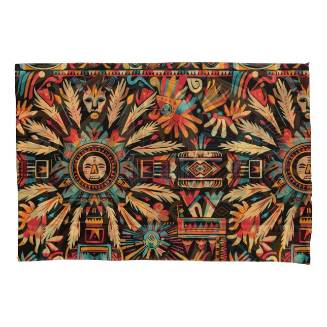 Soft Cyan "Aztec Dream" Standard Pillowcase (Front)