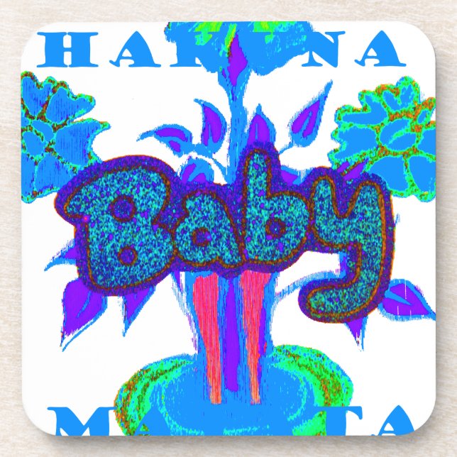 Soft Cyan Blue Flower Art: A Baby's Touch.  Coaster (Front)