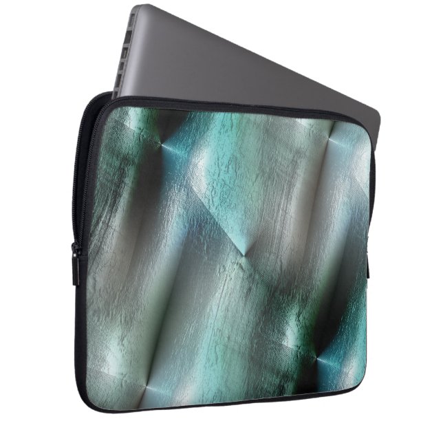 Soft cyan grey rocky texture with digital details  laptop sleeve (Front Right)
