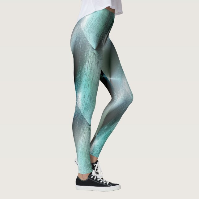Soft cyan grey rocky texture with digital details  leggings (Right)