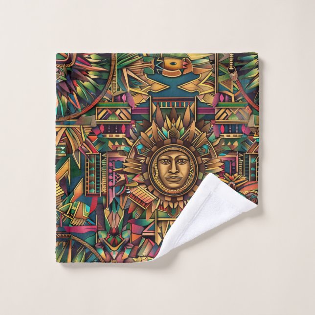 Soft Cyan "Vibrant Historical Emblem" Towel (Wash Cloth)