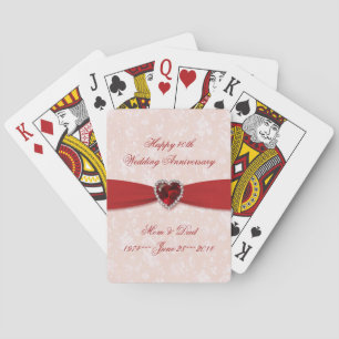 Soft Damask 40th Wedding Anniversary Playing Cards