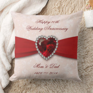 Soft Damask 40th Wedding Anniversary Throw Pillow