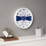 Soft Damask 45th Wedding Anniversary Clock<br><div class="desc">A Digitalbcon Images Design featuring a sapphire blue and white colour and damask design theme with a variety of custom images, shapes, patterns, styles and fonts in this one-of-a-kind "Damask 45th Wedding Anniversary Design". With this attractive and elegant design choice you'll have all your decorations, gift ideas and party favours...</div>