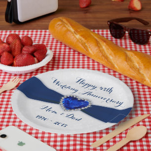 Soft Damask 45th Wedding Anniversary Paper Plate
