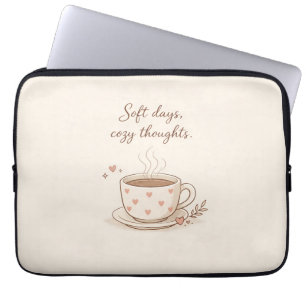 Soft days, cosy thoughts - Cute Coffee Cup Art Laptop Sleeve