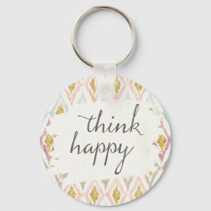 Soft Deco V   Think Happy Key Ring