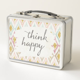 Soft Deco V Think Happy Metal Lunch Box