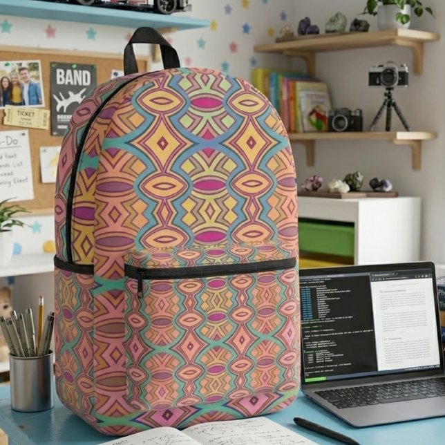Soft Diamond & Oval Symmetry Printed Backpack (Creator Uploaded)