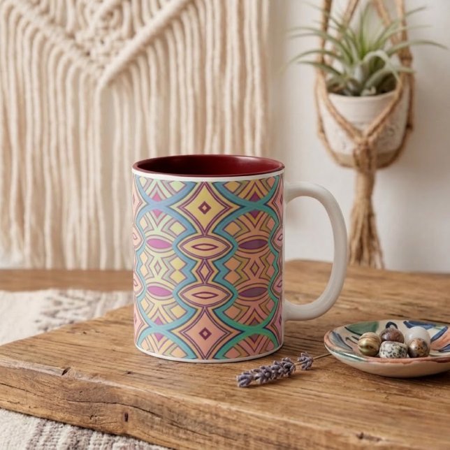 Soft Diamond & Oval Symmetry Two-Tone Coffee Mug (Creator Uploaded)