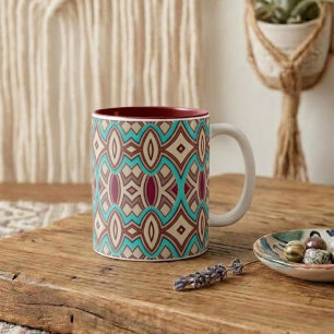 Soft Diamond & Oval Symmetry Two-Tone Coffee Mug