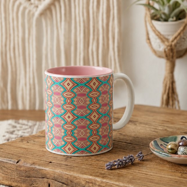 Soft Diamond & Oval Symmetry Two-Tone Coffee Mug (Creator Uploaded)