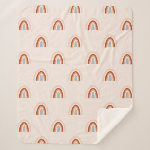 Soft Doodle Rainbow Pattern Sherpa Blanket