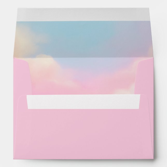 Soft Dreamy Blush Pink And Sky Pastel Clouds  Envelope (Back (Bottom))