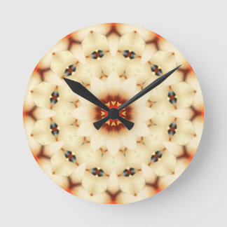 Soft Dreamy Cream Floral Pattern Round Clock
