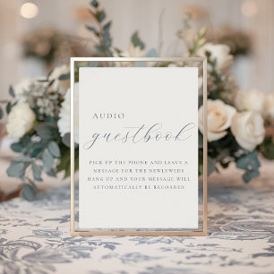 Soft Dusty Blue Audio Guestbook Wedding Sign