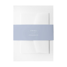 Soft Dusty Blue Boho Wedding invitation belly band