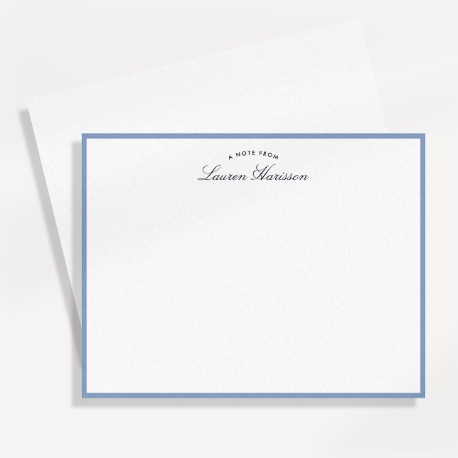 Soft Dusty Blue Border Elegant Name Note Card (Creator Uploaded)