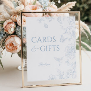Soft Dusty Blue Chinoiserie Cards & Gifts Poster
