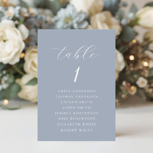 Soft Dusty Blue Wedding Seating Chart Table Number