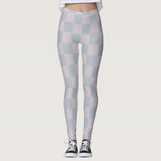 Soft Dusty Mauve and Teal Checks A Leggings