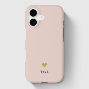 Soft Dusty Pink and Gold Heart Custom Monogram