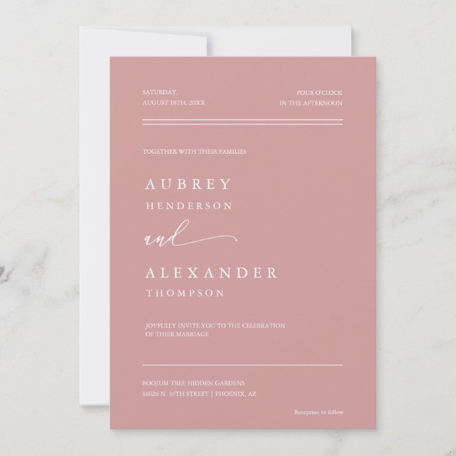 Soft Dusty Pink Minimalist QR Code Wedding Photo Invitation (Front)