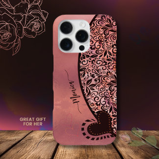 Soft Dusty Pink Modern Floral Pattern iPhone 16 Pro Case