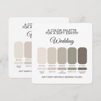 Soft Earth Wedding Colour Palette Card