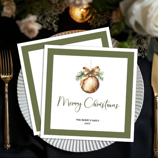 Soft Earthy Christmas Bauble Personalized Napkins (Soft Earthy Christmas Tree Personalized Napkins)