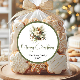 Soft Earthy Christmas Custom Family Name Sticker