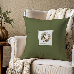 Soft earthy pastel family name Christmas gift Cushion