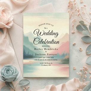 Soft Echoes of the Mountains Wedding Invitation