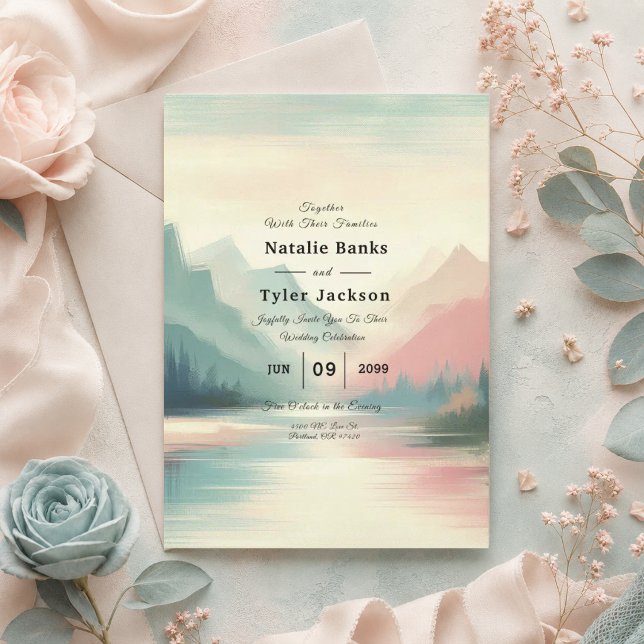 Soft Echoes of the Mountains Wedding Invitation (Creator Uploaded)