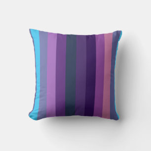 Soft Eclectic Blue-Purple Muted Stripe Pattern Cushion