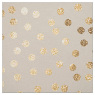 Soft Ecru and Gold Glitter City Dots Fabric