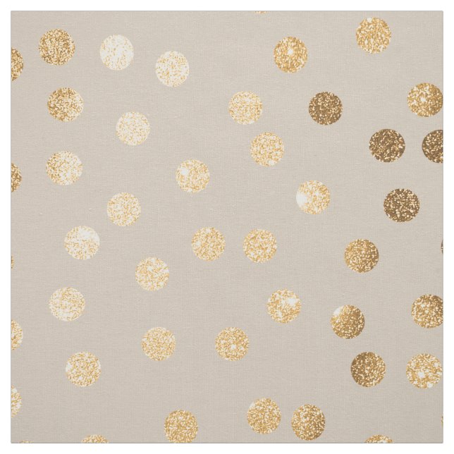 Soft Ecru and Gold Glitter City Dots Fabric (Swatch)