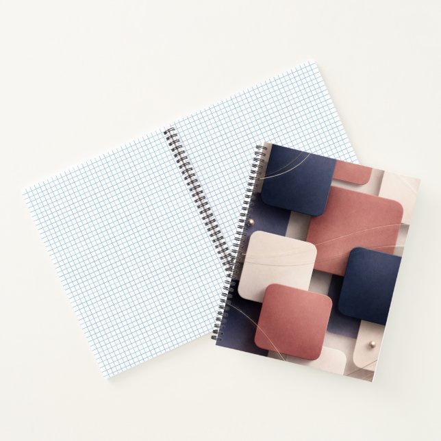 Soft edged-cubes with metallic accents AI art  Notebook (Inside)