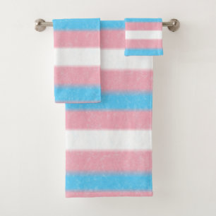 Soft-Edged Transgender Pride Flag Colors Stripes Bath Towel Set