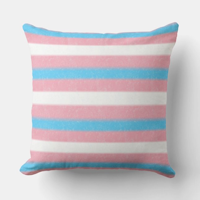 Soft-Edged Transgender Pride Flag Colours Stripes Cushion (Front)